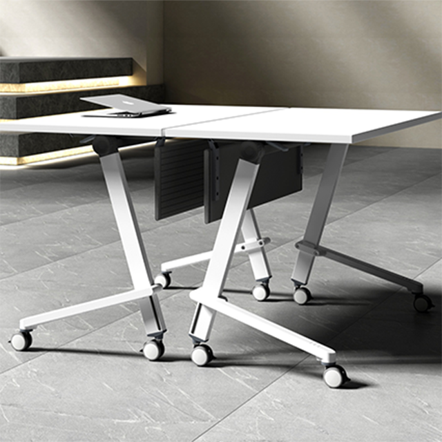 Modern foldable training table with casters, modern foldable training